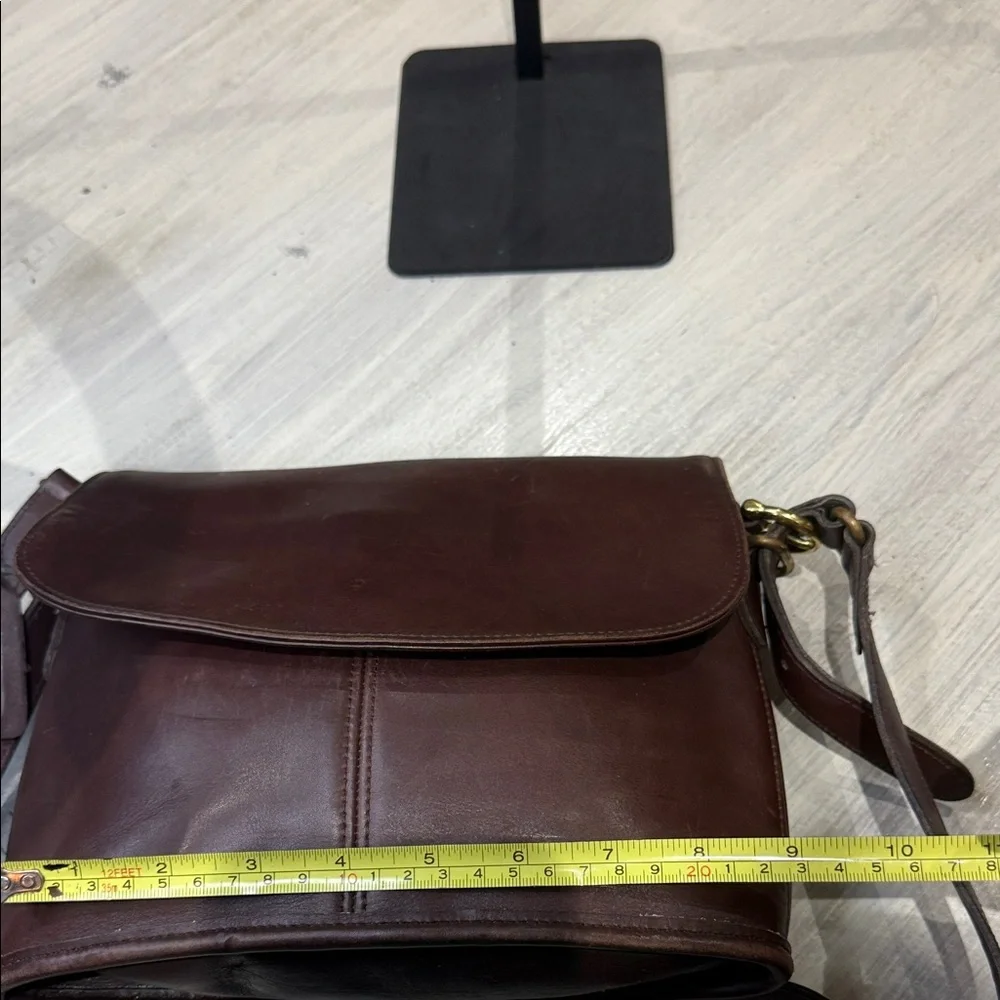 Vintage Coach Dark Brown Equestrian Leather Flap Bag